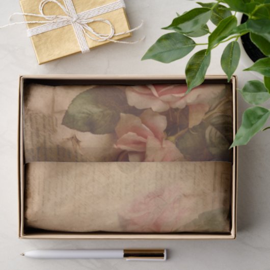 Rozen Waterverf Rozen Roze rozen ontkoppeling Tissuepapier (Geschenk)