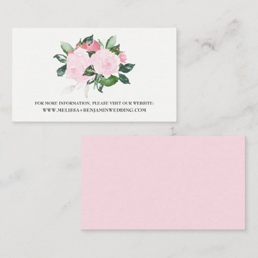 Rozen Waterverf  Wedding Website Kaart (Voorkant / Achterkant)