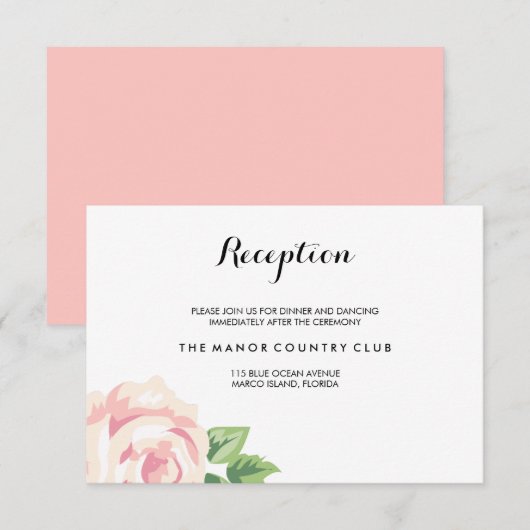 Rozen Wedding Reception Kaart (Voorkant / Achterkant)