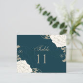 rozen, wervelingen op blauwgroen tafel nummer pla briefkaart (Staand voorkant)