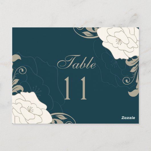  rozen, wervelingen op blauwgroen tafel nummer pla briefkaart (Achterkant)