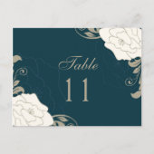  rozen, wervelingen op blauwgroen tafel nummer pla briefkaart (Voorkant)