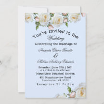 Rozen White roze Greenery Wedding Invitation