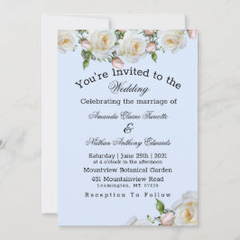 Rozen White roze Greenery Wedding Invitation
