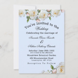 Rozen White roze Greenery Wedding Invitation