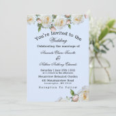 Rozen White roze Greenery Wedding Invitation (Staand voorkant)