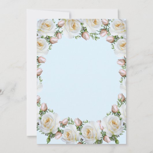 Rozen White roze Greenery Wedding Invitation (Achterkant)