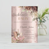 Rozen Wijnglazen Laarzen Bachelorette Party Kaart (Staand voorkant)