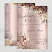 Rozen Wijnglazen Laarzen Bachelorette Party Kaart (Voorkant / Achterkant)