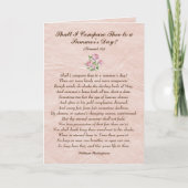 Rozen, William Shakespeare Love Poem Card Kaart (Voorkant)