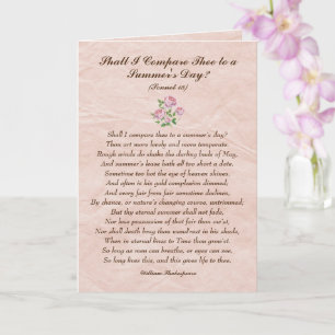 Rozen, William Shakespeare Love Poem Card Kaart