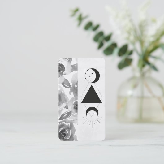 *~* Rozen Wisteria Alchemy Moon Triangle Floral Visitekaartje (Staand voorkant)