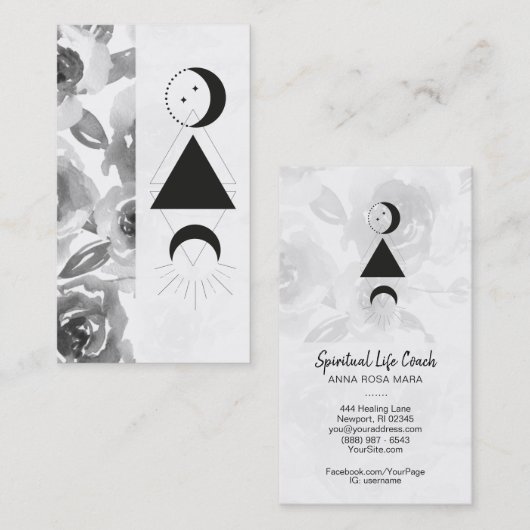 *~* Rozen Wisteria Alchemy Moon Triangle Flowers Visitekaartje (Voorkant / Achterkant)