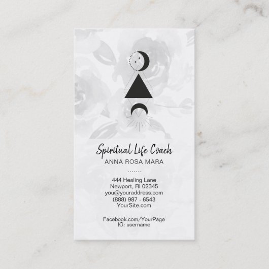 *~* Rozen Wisteria Alchemy Moon Triangle Flowers Visitekaartje (Achterkant)