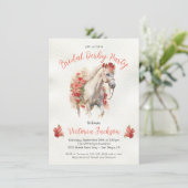 Rozen wit paard waterverf Derby Vrijgezellenfeest Kaart (Staand voorkant)