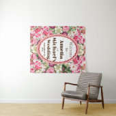 Rozen Witte Bloemen Bruiloft Achtergrond Wandkleed (In Situ (horizontaal))