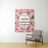 Rozen Witte Bloemen Bruiloft Achtergrond Wandkleed (In situ)