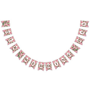 Rozen witte bloemen onze trouwdag vlaggetjes