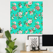 Rozen Witte pokadots Filmpatroon Poster (Thuiskantoor)