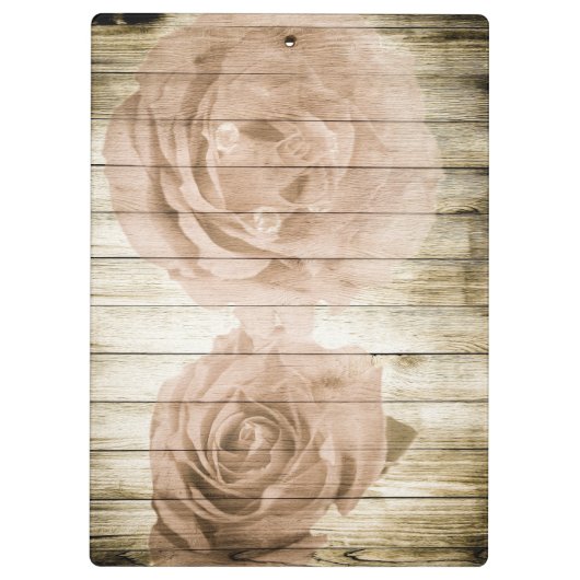 Rozen  Wooden Background Moderne Elegant Klembord (Achterkant)