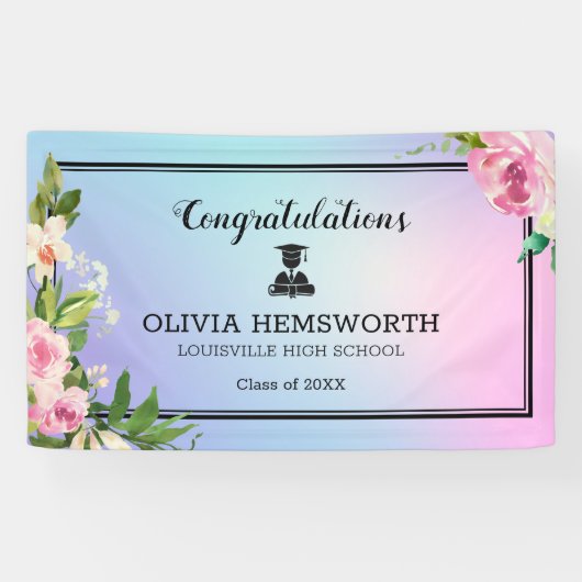 Rozen Wreath Afstuderen Spandoek (Horizontaal)