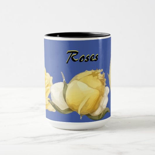 "Rozen" Yellow Roses op Blue Coffee Mok (Midden)