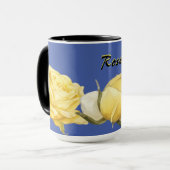 "Rozen" Yellow Roses op Blue Coffee Mok (Voorkant links)