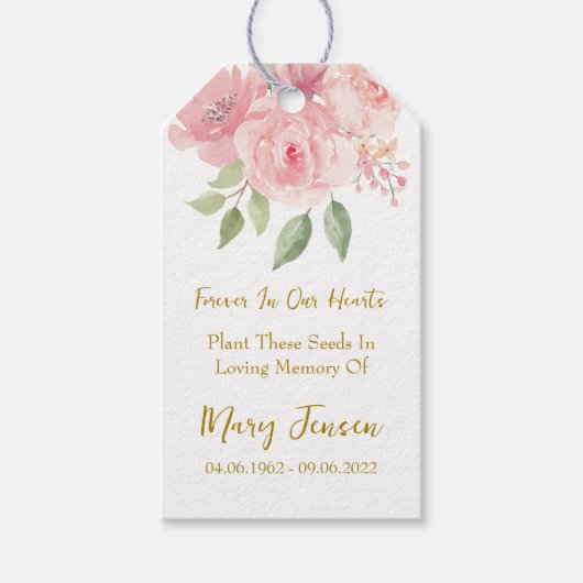 Rozen Zaad Pakket Herdenking Funeralie Cadeaulabel (Voorkant)