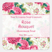 Rozen Zeep Cosmetica Vierkante Sticker (Voorkant)