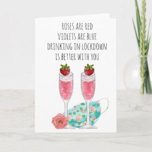 Rozen zijn een rode, grappige Lockdown Quarantine Kaart