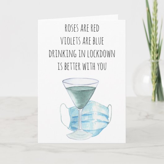Rozen zijn een rode, grappige Lockdown Quarantine Kaart (Voorkant)