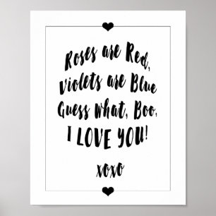 Rozen zijn  Poster met rood gedicht