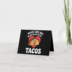 Rozen zijn Red Blah Tacos Funny Valentine Day Bedankkaart