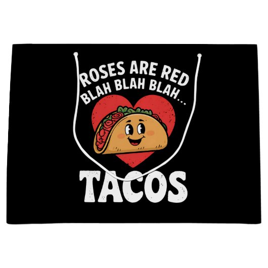 Rozen zijn Red Blah Tacos Funny Valentine Day Groot Cadeauzakje (Voorkant)
