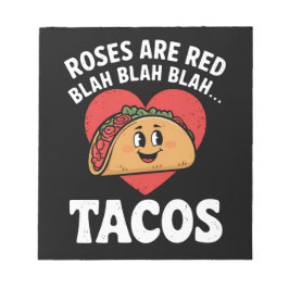 Rozen zijn Red Blah Tacos Funny Valentine Day Notitieblok