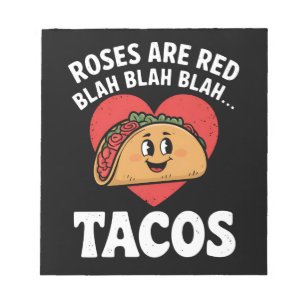 Rozen zijn Red Blah Tacos Funny Valentine Day Notitieblok