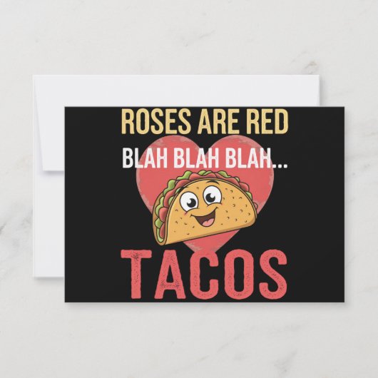 Rozen zijn Red Blah Tacos Valentijnsdag Food Lover Bedankkaart (Voorkant)