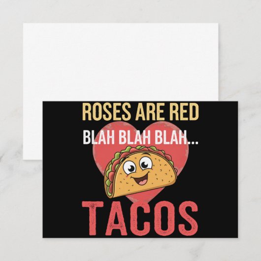 Rozen zijn Red Blah Tacos Valentijnsdag Food Lover Bedankkaart (Voorkant / Achterkant)