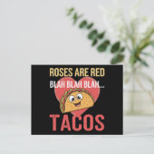 Rozen zijn Red Blah Tacos Valentijnsdag Food Lover Briefkaart (Staand voorkant)