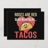 Rozen zijn Red Blah Tacos Valentijnsdag Food Lover Briefkaart (Voorkant / Achterkant)