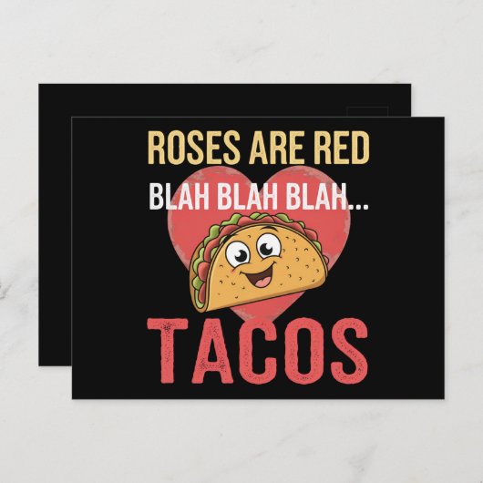 Rozen zijn Red Blah Tacos Valentijnsdag Food Lover Briefkaart (Voorkant / Achterkant)