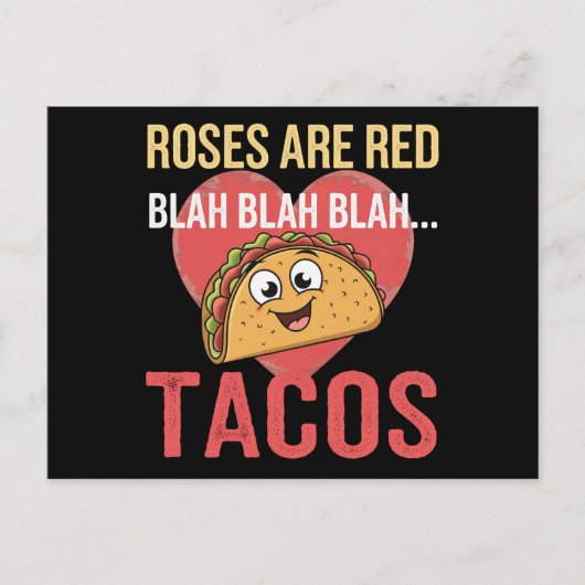 Rozen zijn Red Blah Tacos Valentijnsdag Food Lover Briefkaart (Voorkant)