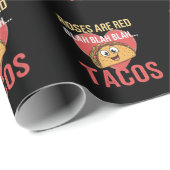 Rozen zijn Red Blah Tacos Valentijnsdag Food Lover Cadeaupapier (Rol Hoek)