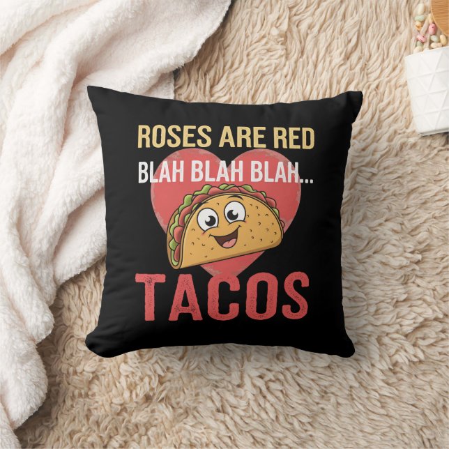 Rozen zijn Red Blah Tacos Valentijnsdag Food Lover Kussen (Deken)