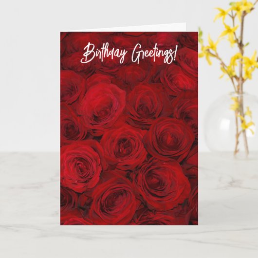 Rozen zijn Red Deep Red Rose Flowers Kaart (Gele Bloem)