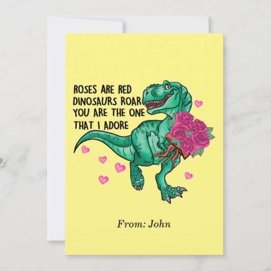 Rozen zijn Red Funny Dinosaur Valentijnsdag Kaart (Voorkant)