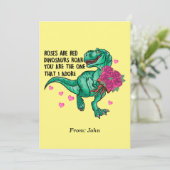 Rozen zijn Red Funny Dinosaur Valentijnsdag Kaart (Staand voorkant)