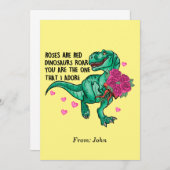 Rozen zijn Red Funny Dinosaur Valentijnsdag Kaart (Voorkant / Achterkant)