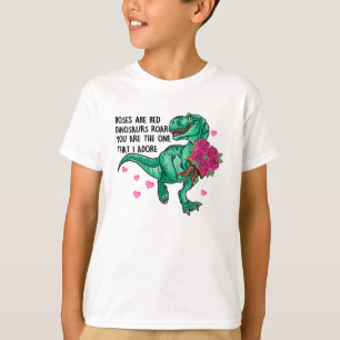 Rozen zijn Red Funny Dinosaur Valentijnsdag T-shirt