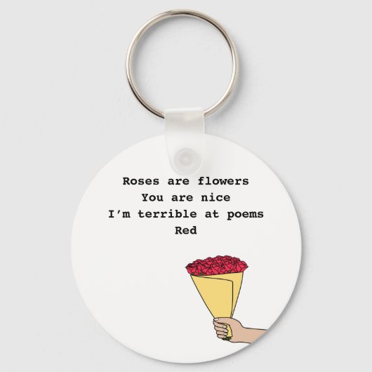 Rozen zijn rode grappige gedicht Valentijn Dag Sleutelhanger (Voorkant)